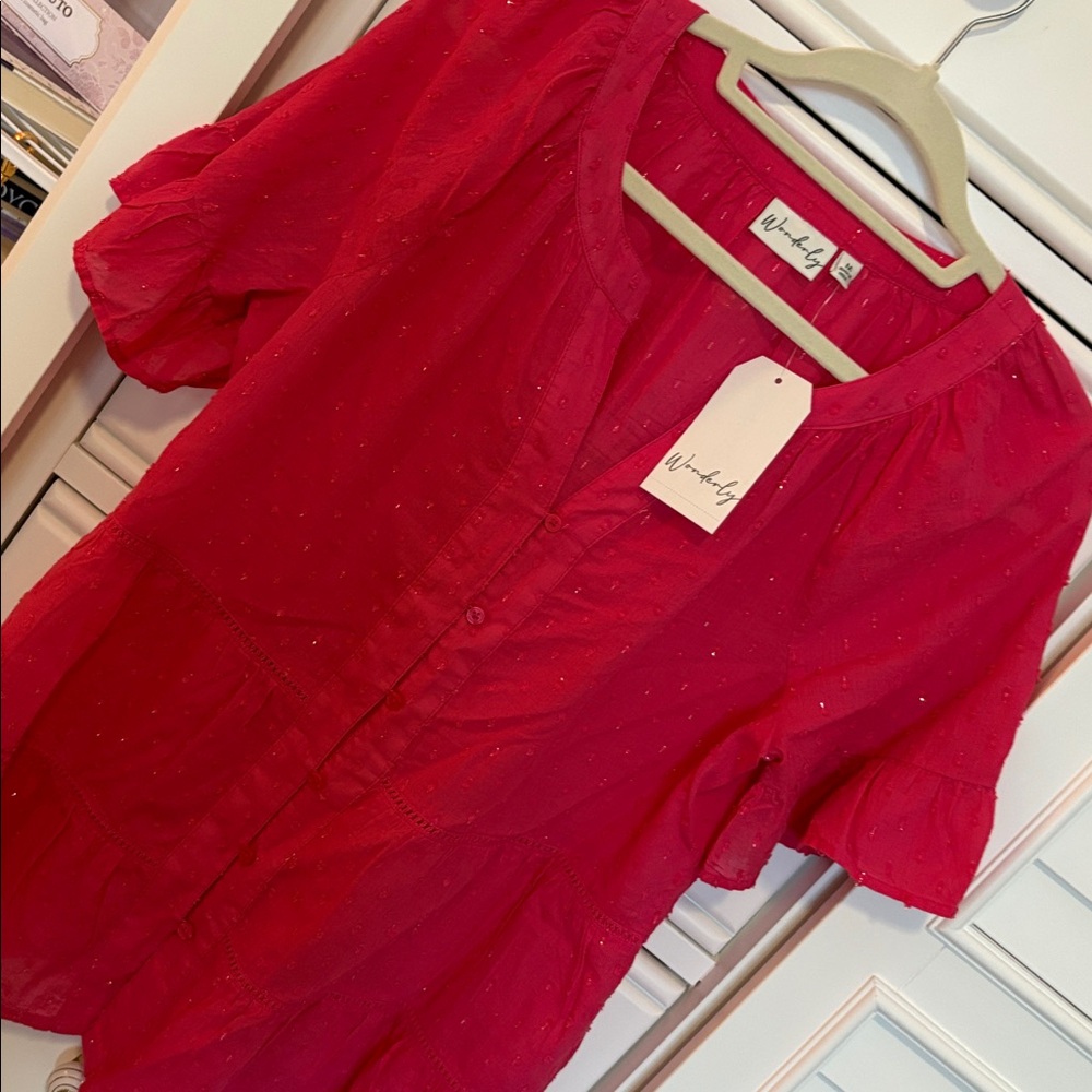 NWT- Wonderly Vibrant Pink Top